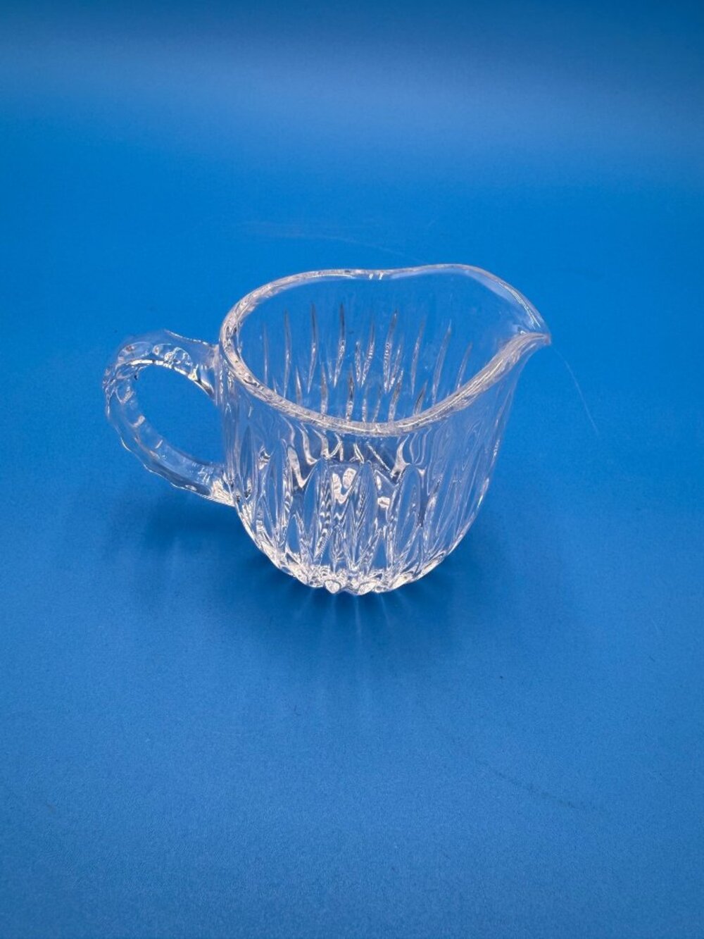 Vintage Princess House Etched Glass Creamer Pitcher Handle Clear Crystal Design